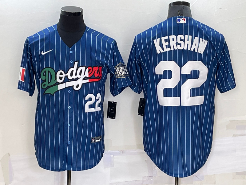 Men's Los Angeles Dodgers #22 Clayton Kershaw Navy Mexico World Series Cool Base Stitched Baseball Jersey Men's Los Angeles Dodgers #22 Clayton Kershaw Navy Mexico World Series Cool Base Stitched Baseball Jersey